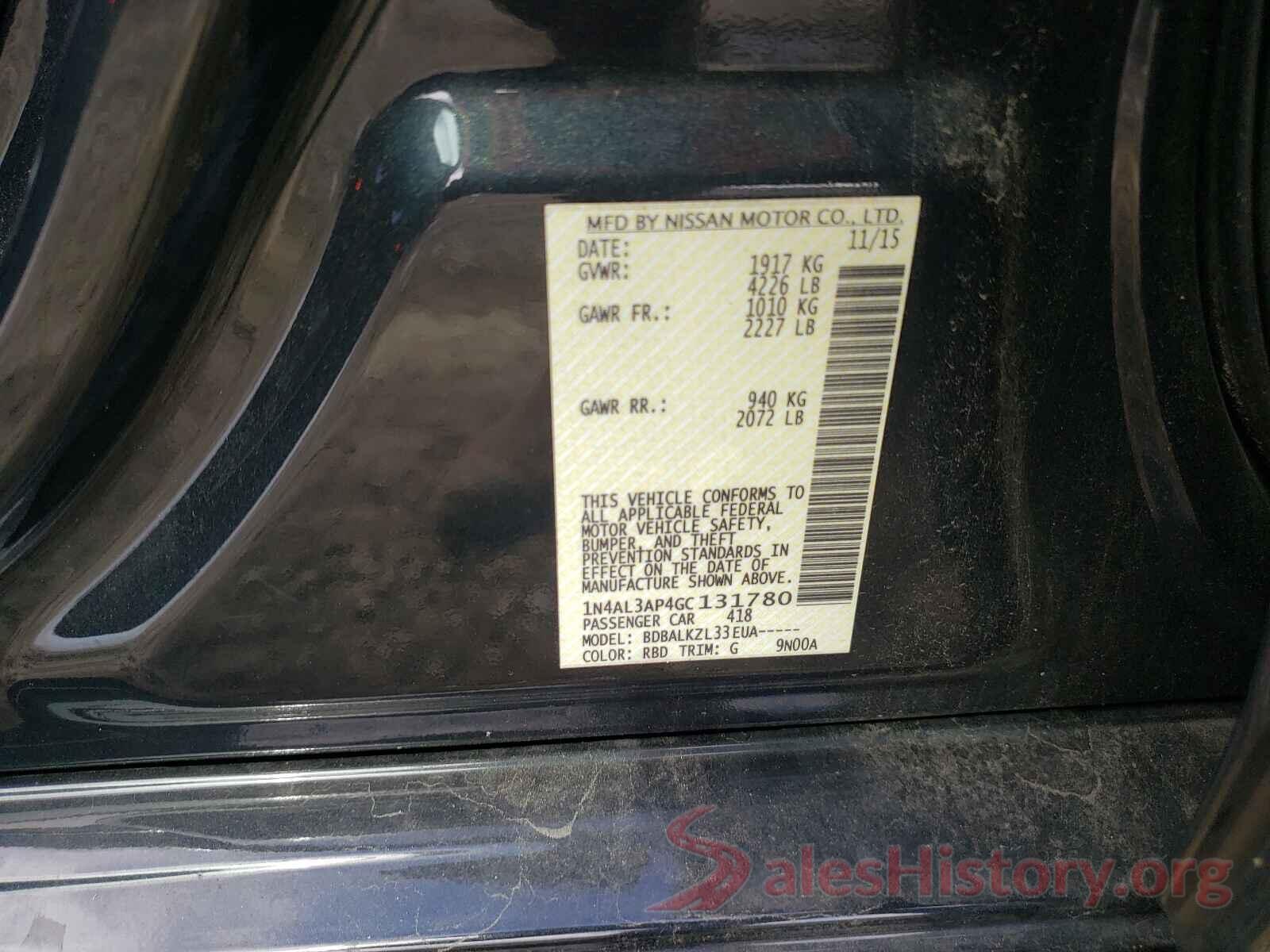 1N4AL3AP4GC131780 2016 NISSAN ALTIMA