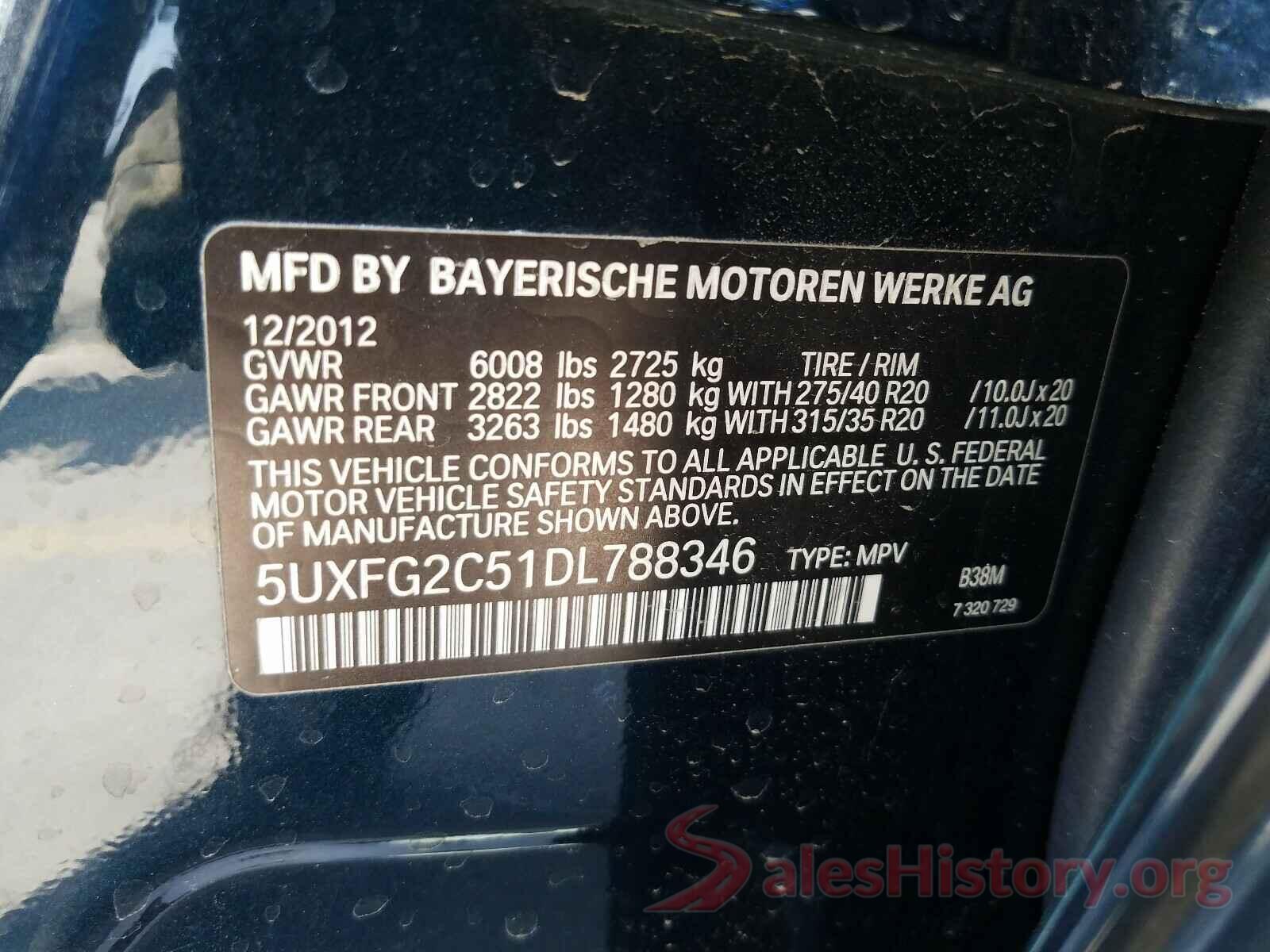 5UXFG2C51DL788346 2013 BMW X6