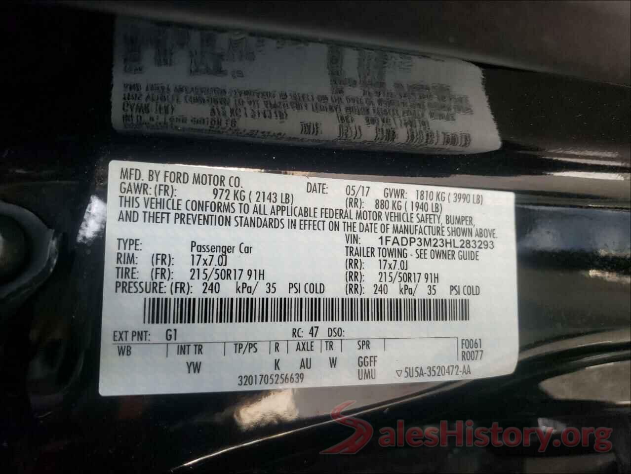 1FADP3M23HL283293 2017 FORD FOCUS