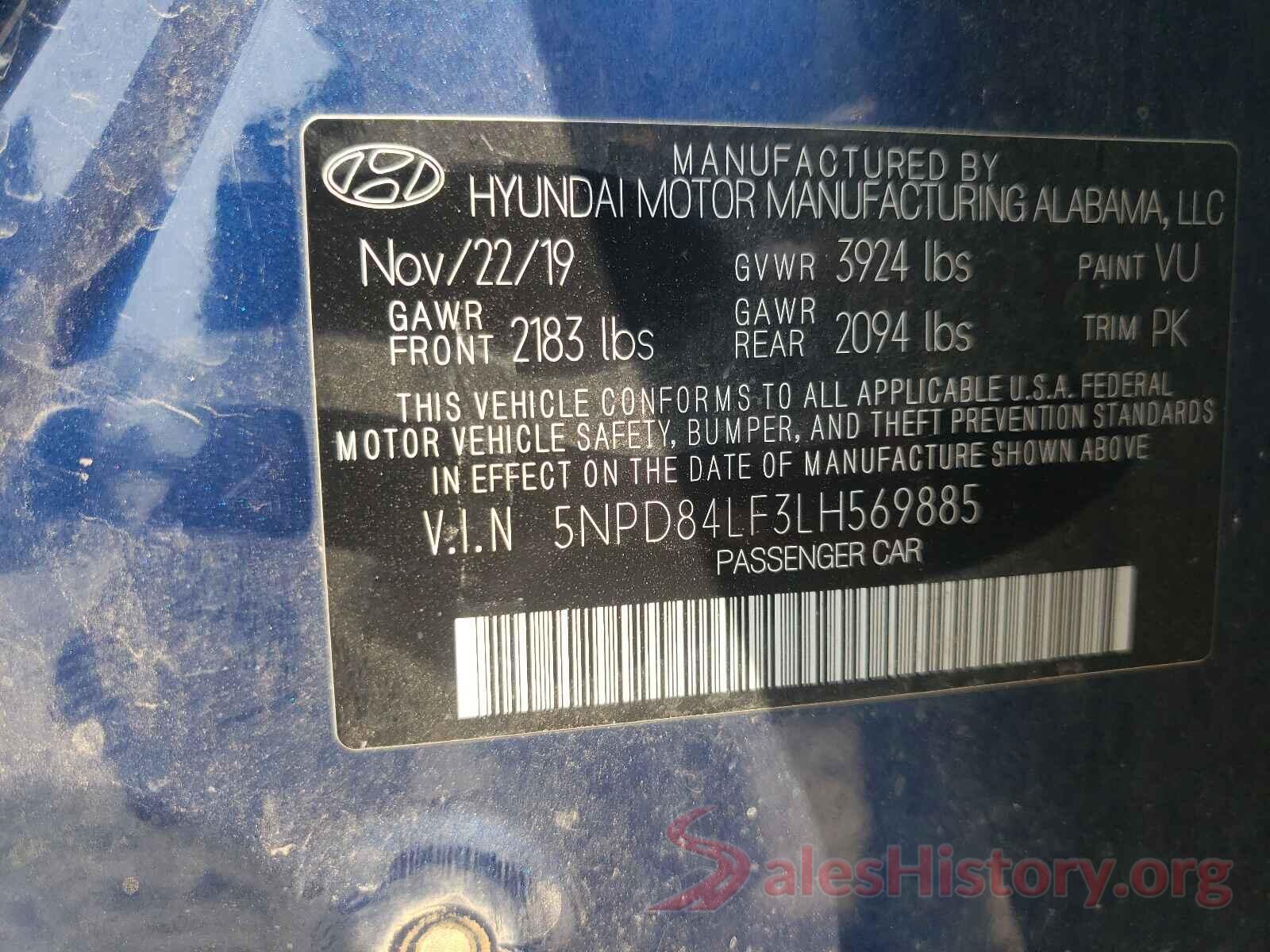 5NPD84LF3LH569885 2020 HYUNDAI ELANTRA