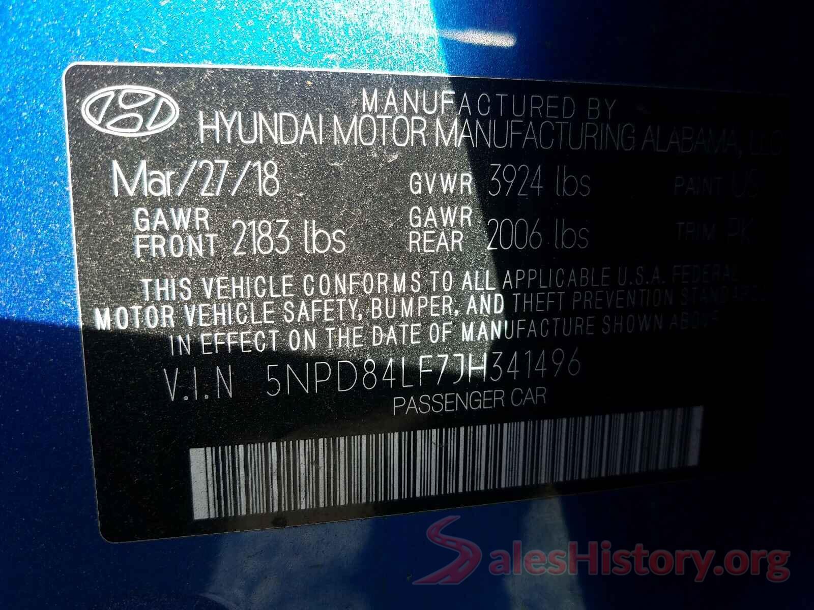 5NPD84LF7JH341496 2018 HYUNDAI ELANTRA