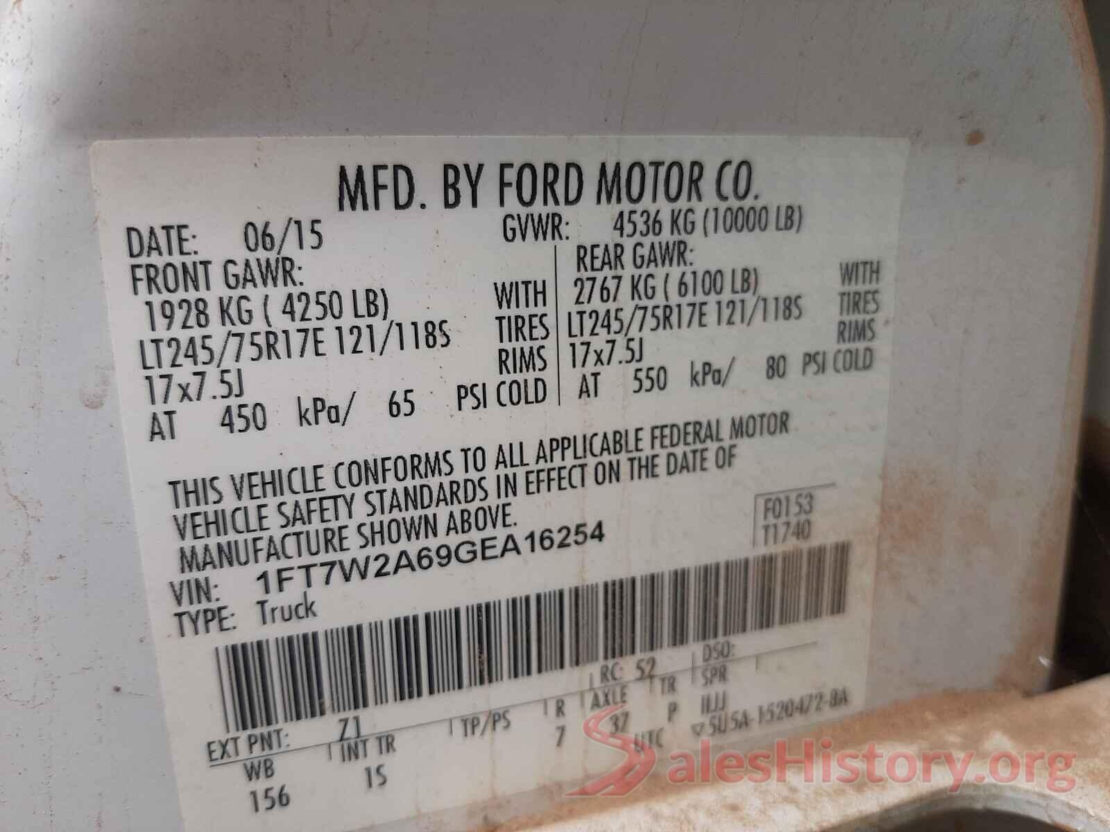 1FT7W2A69GEA16254 2016 FORD F250