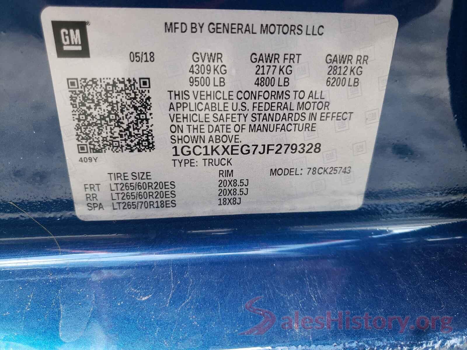 1GC1KXEG7JF279328 2018 CHEVROLET SILVERADO