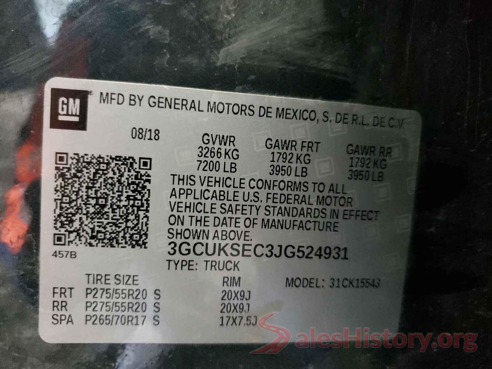 3GCUKSEC3JG524931 2018 CHEVROLET SILVERADO