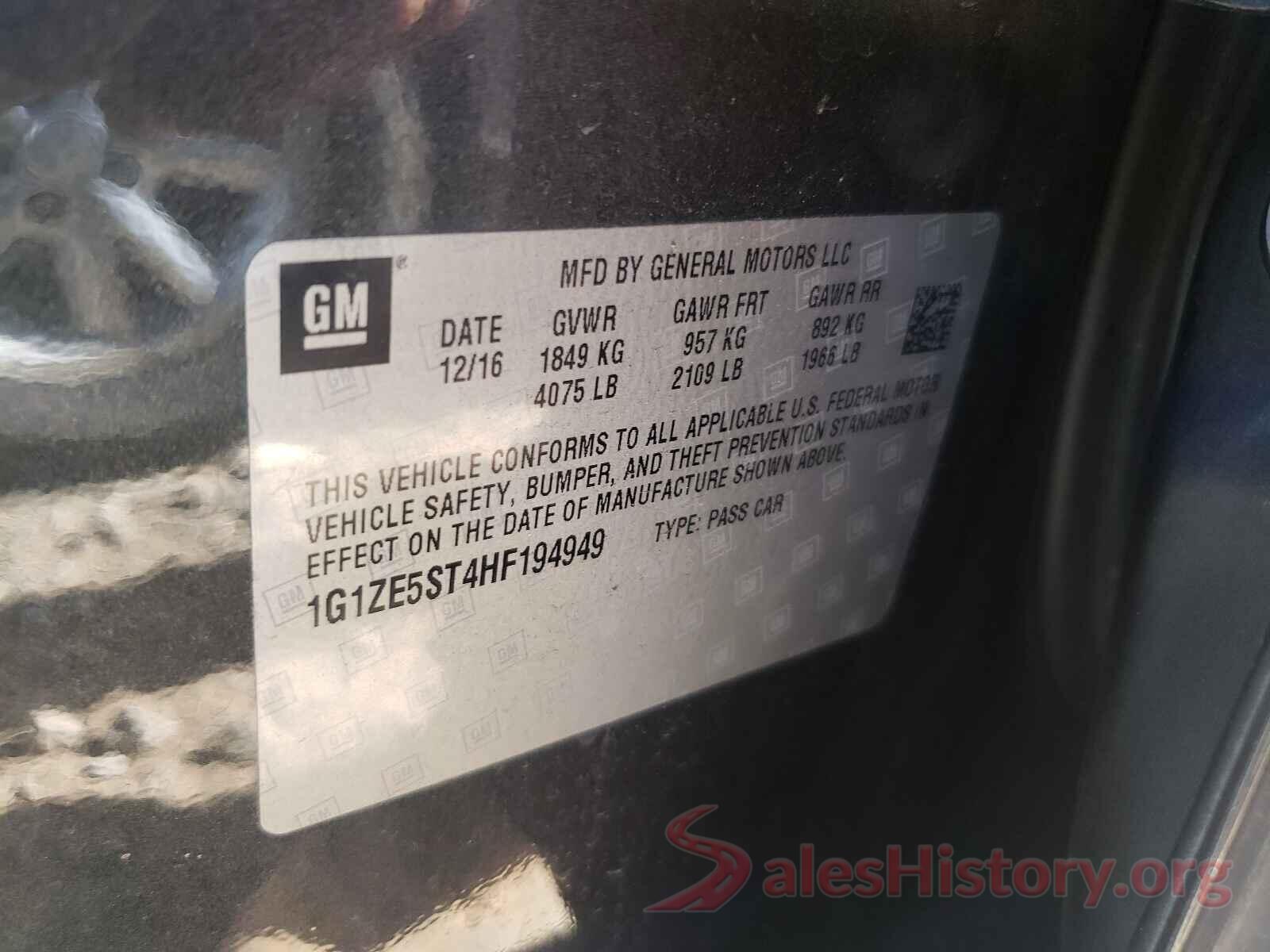 1G1ZE5ST4HF194949 2017 CHEVROLET MALIBU