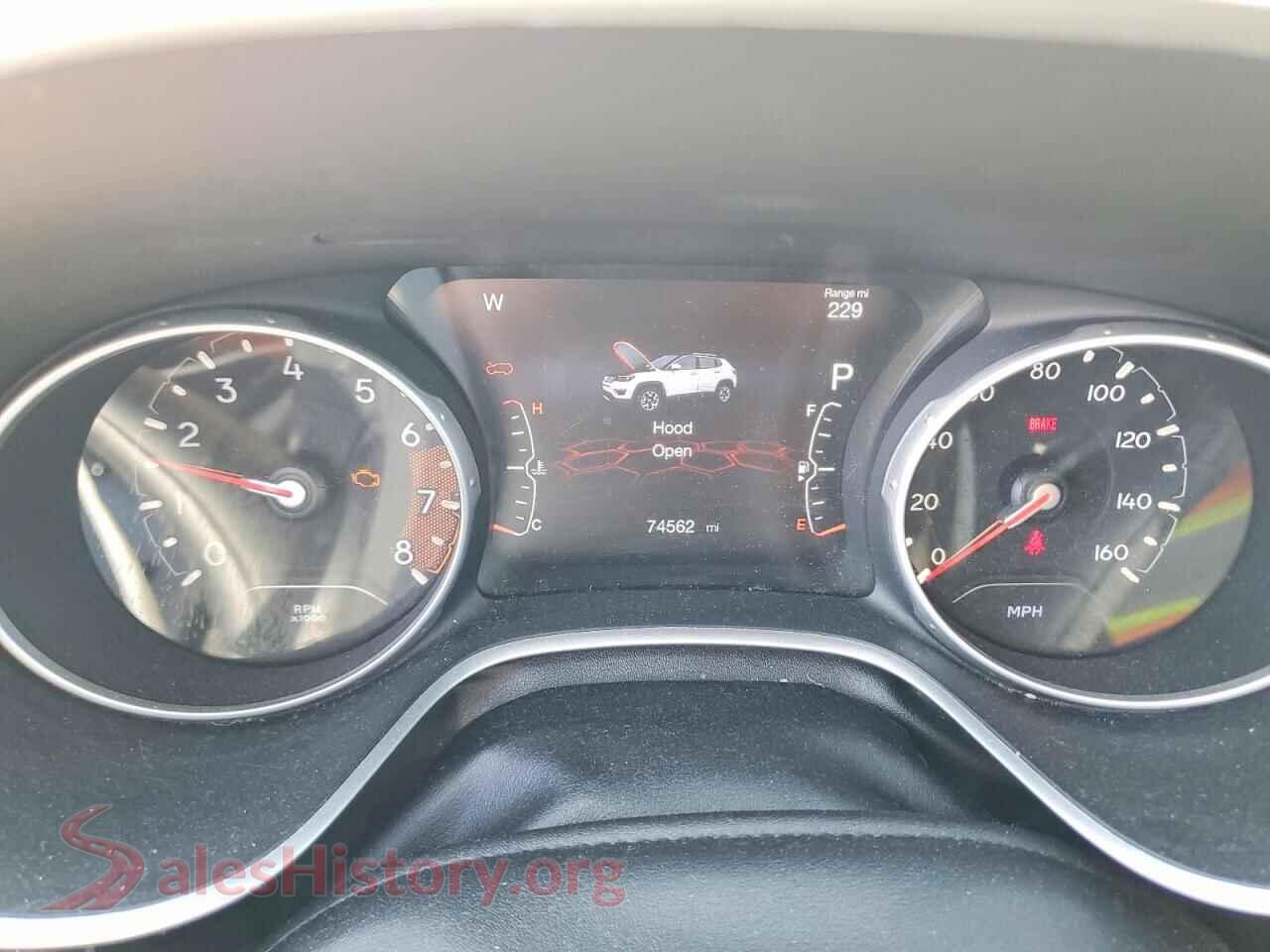 2019 JEEP COMPASS VIN 3C4NJDBB9KT674078, interior center console