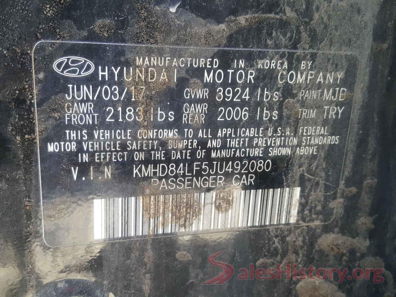 KMHD84LF5JU492080 2018 HYUNDAI ELANTRA