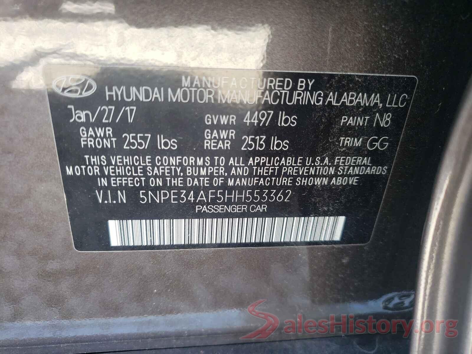 5NPE34AF5HH553362 2017 HYUNDAI SONATA