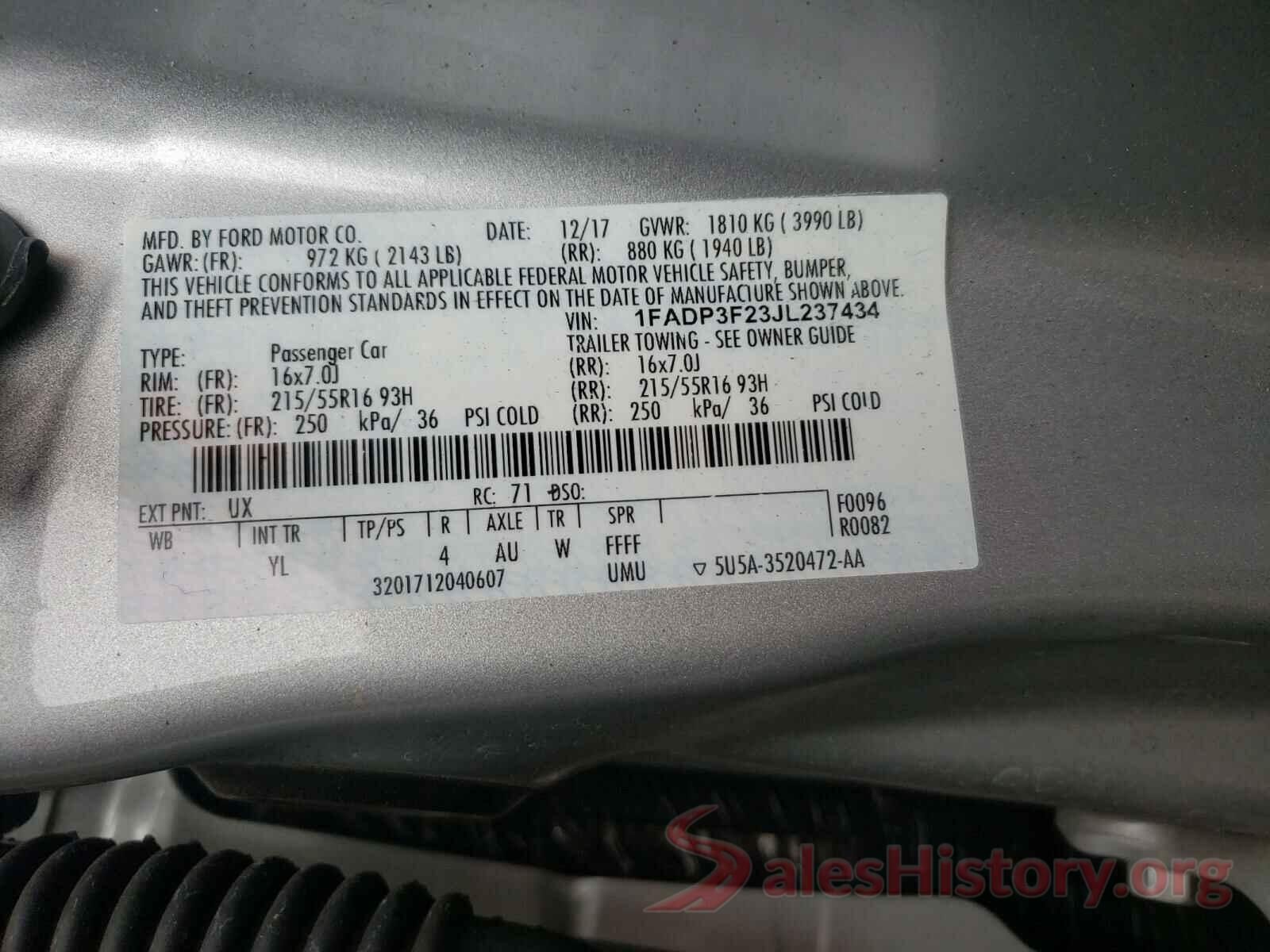 1FADP3F23JL237434 2018 FORD FOCUS