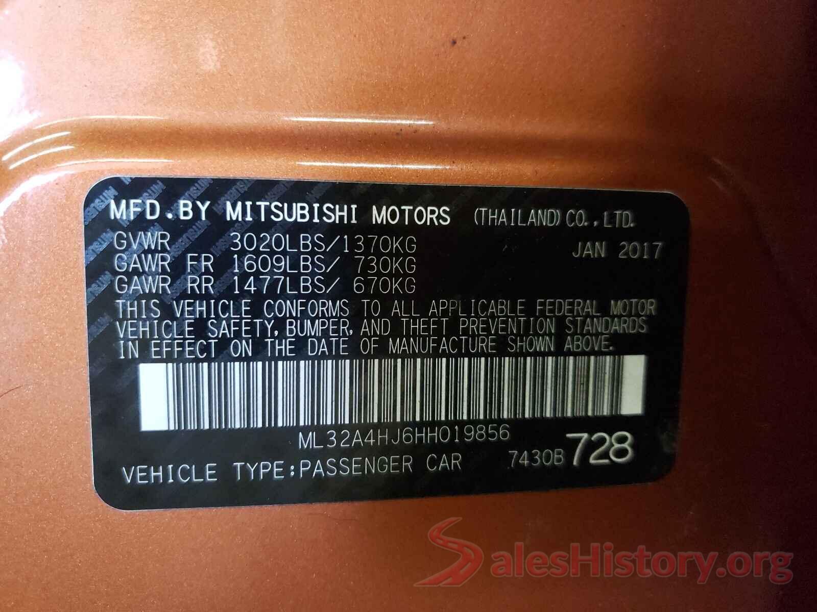 ML32A4HJ6HH019856 2017 MITSUBISHI MIRAGE