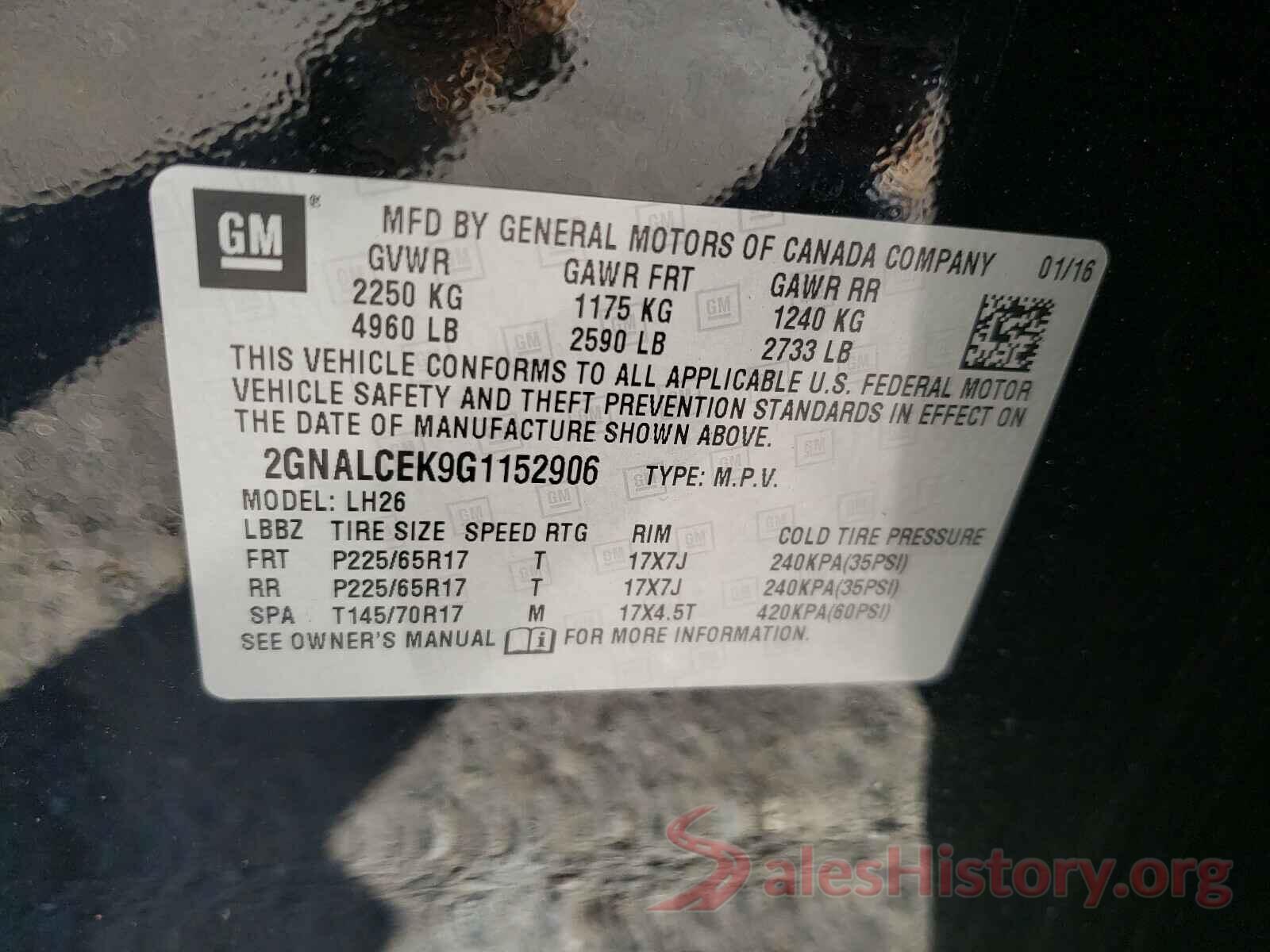 2GNALCEK9G1152906 2016 CHEVROLET EQUINOX