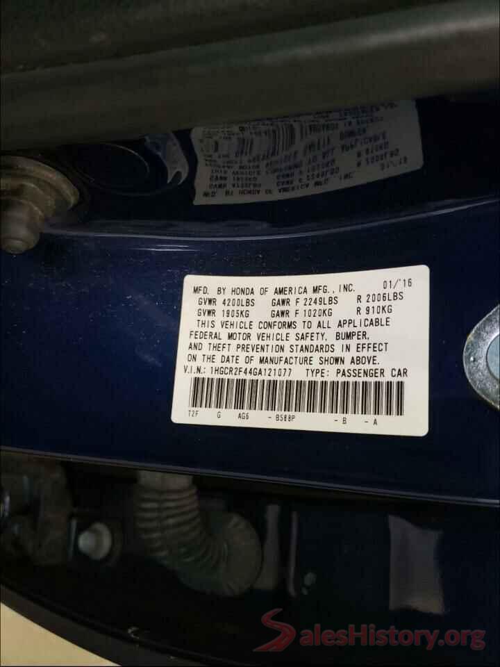 1HGCR2F44GA121077 2016 HONDA ACCORD