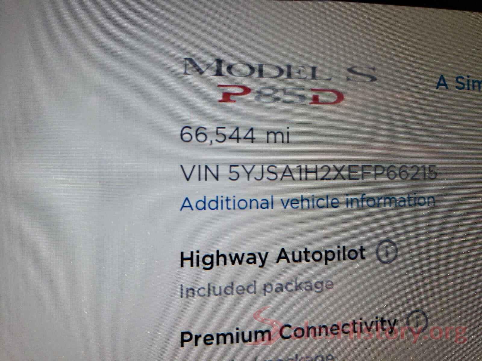 5YJSA1H2XEFP66215 2014 TESLA MODEL S