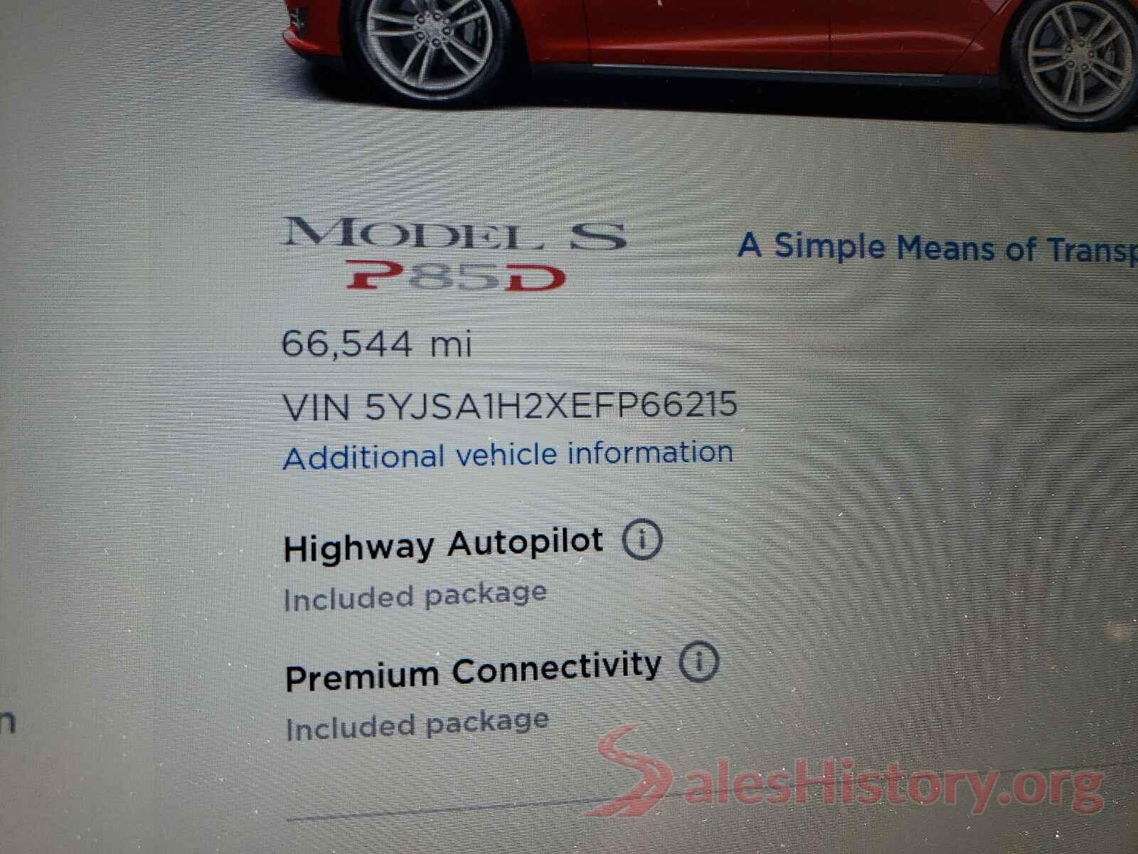 5YJSA1H2XEFP66215 2014 TESLA MODEL S