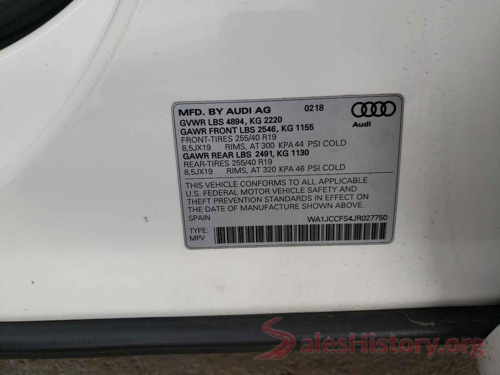 WA1JCCFS4JR027750 2018 AUDI Q3