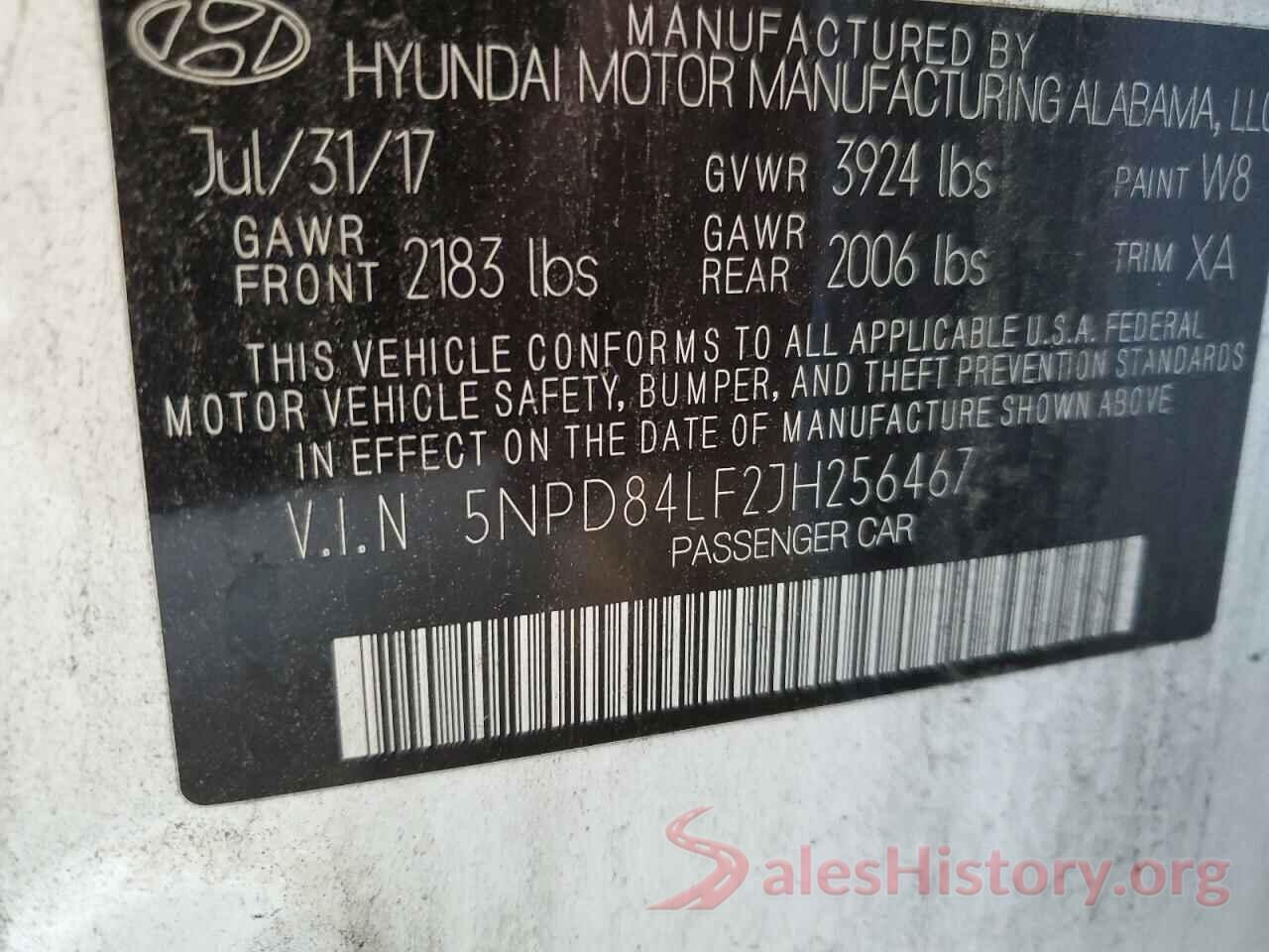 5NPD84LF2JH256467 2018 HYUNDAI ELANTRA