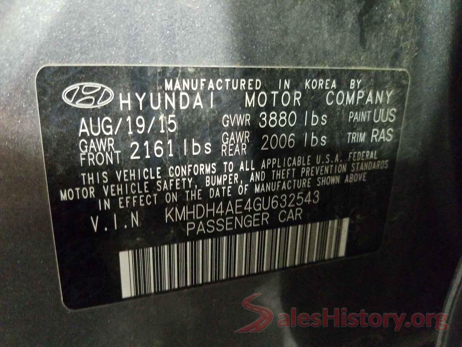 KMHDH4AE4GU632543 2016 HYUNDAI ELANTRA