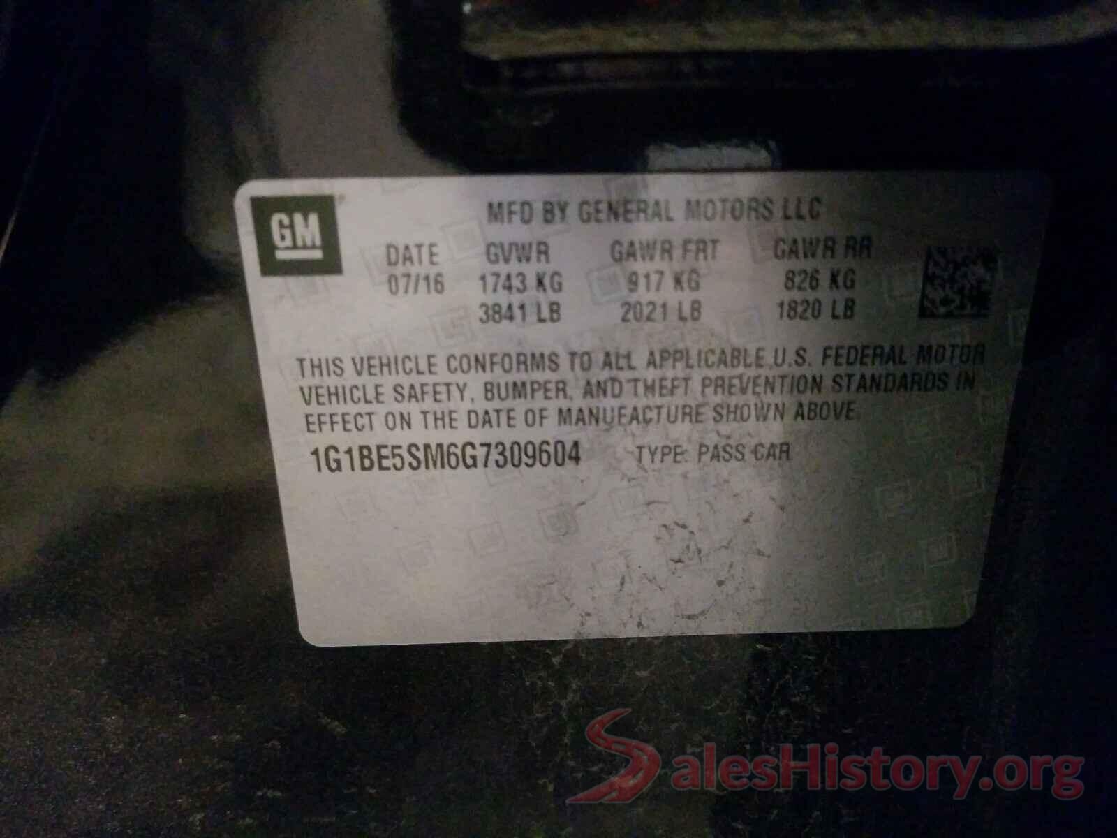 1G1BE5SM6G7309604 2016 CHEVROLET CRUZE