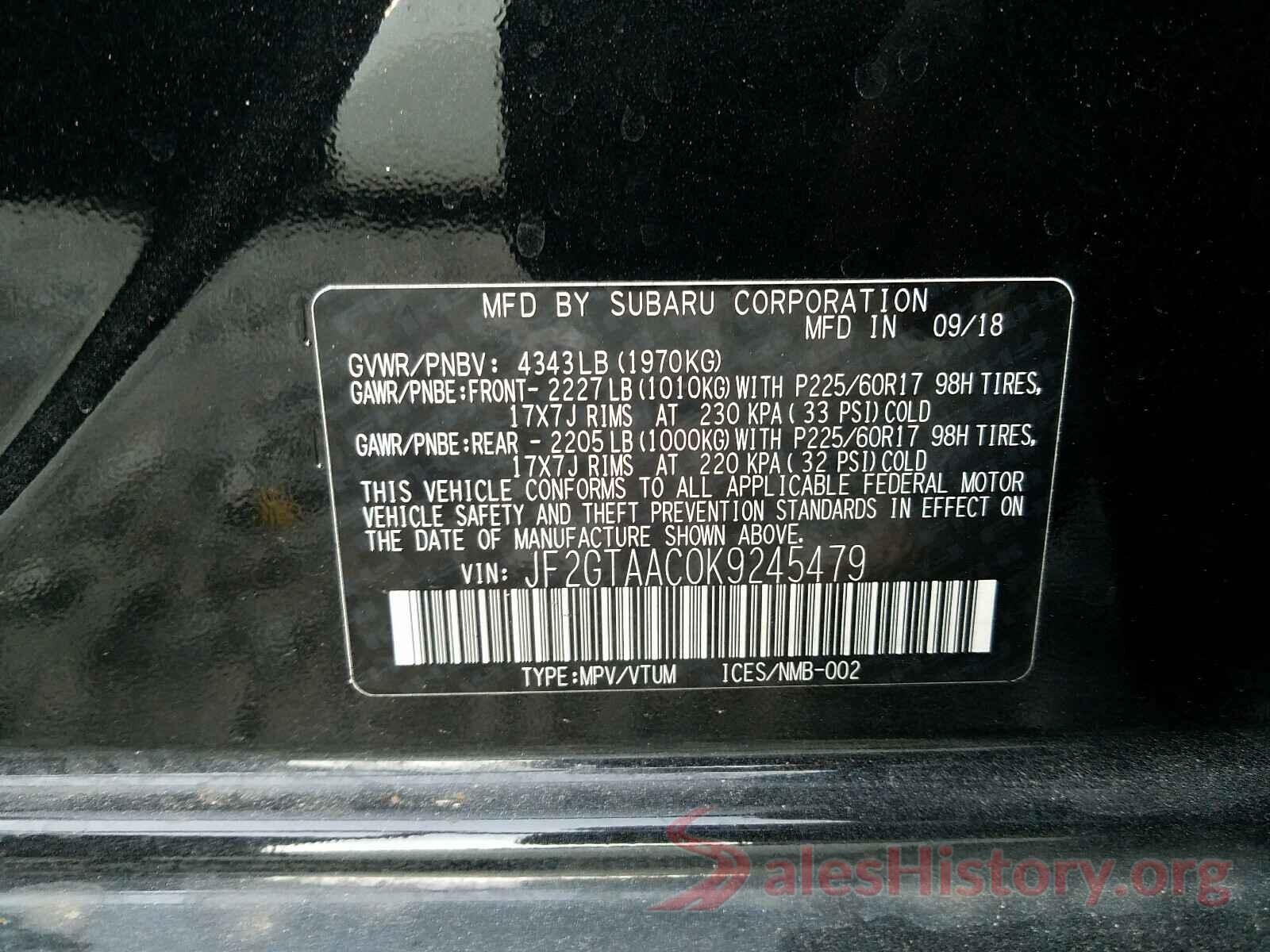 JF2GTAAC0K9245479 2019 SUBARU ALL OTHER