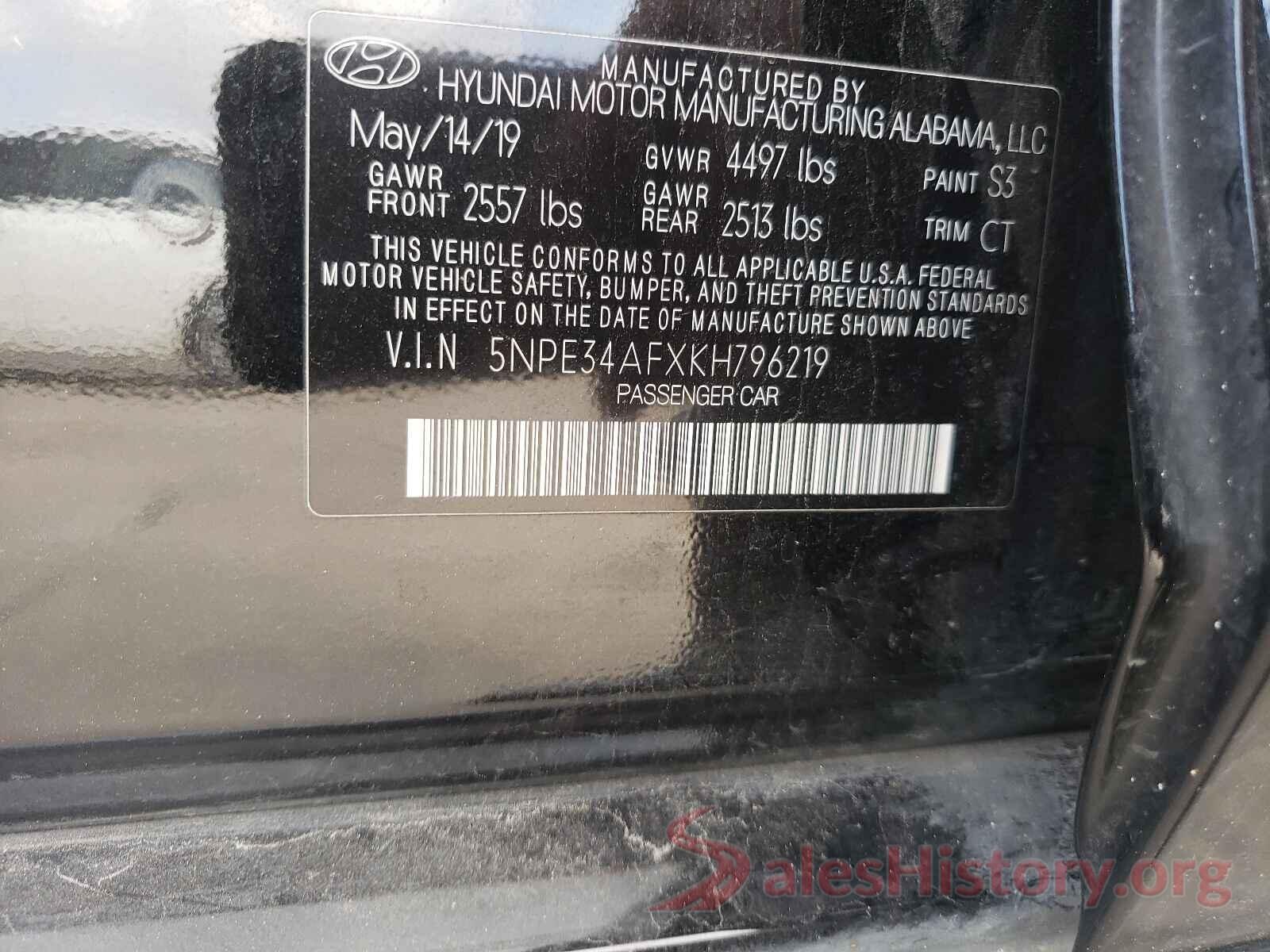 5NPE34AFXKH796219 2019 HYUNDAI SONATA