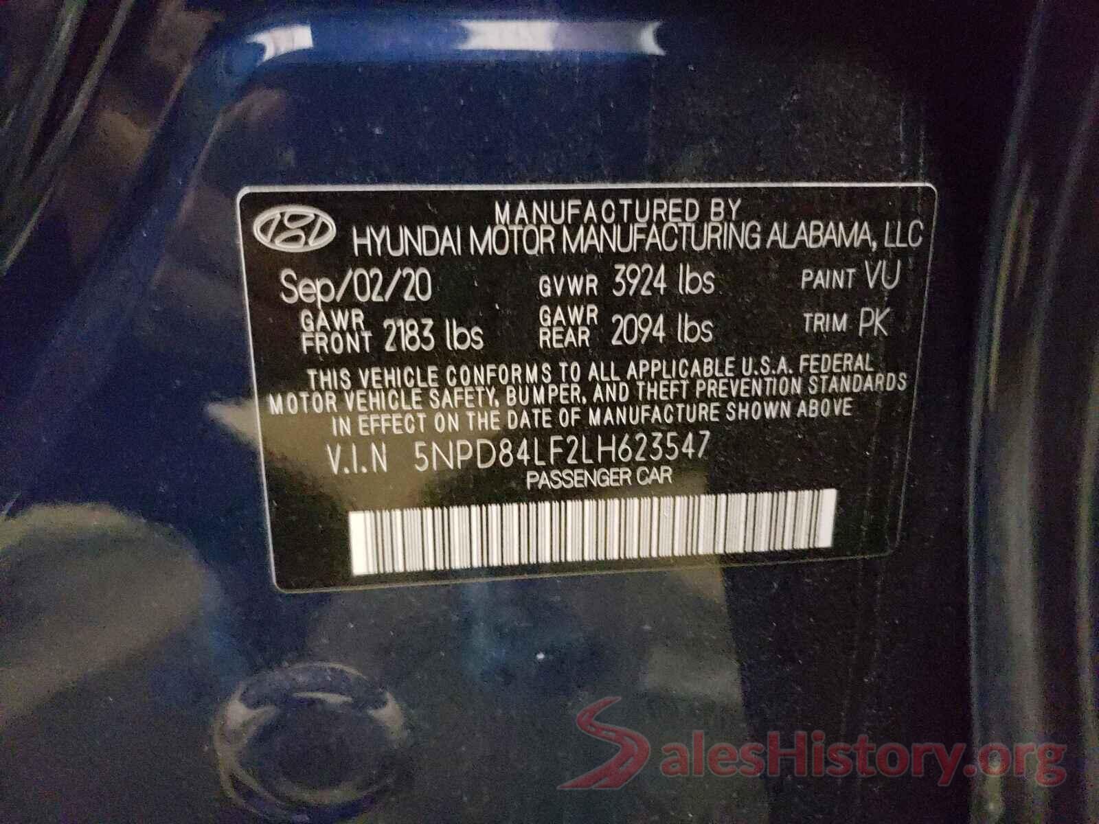 5NPD84LF2LH623547 2020 HYUNDAI ELANTRA