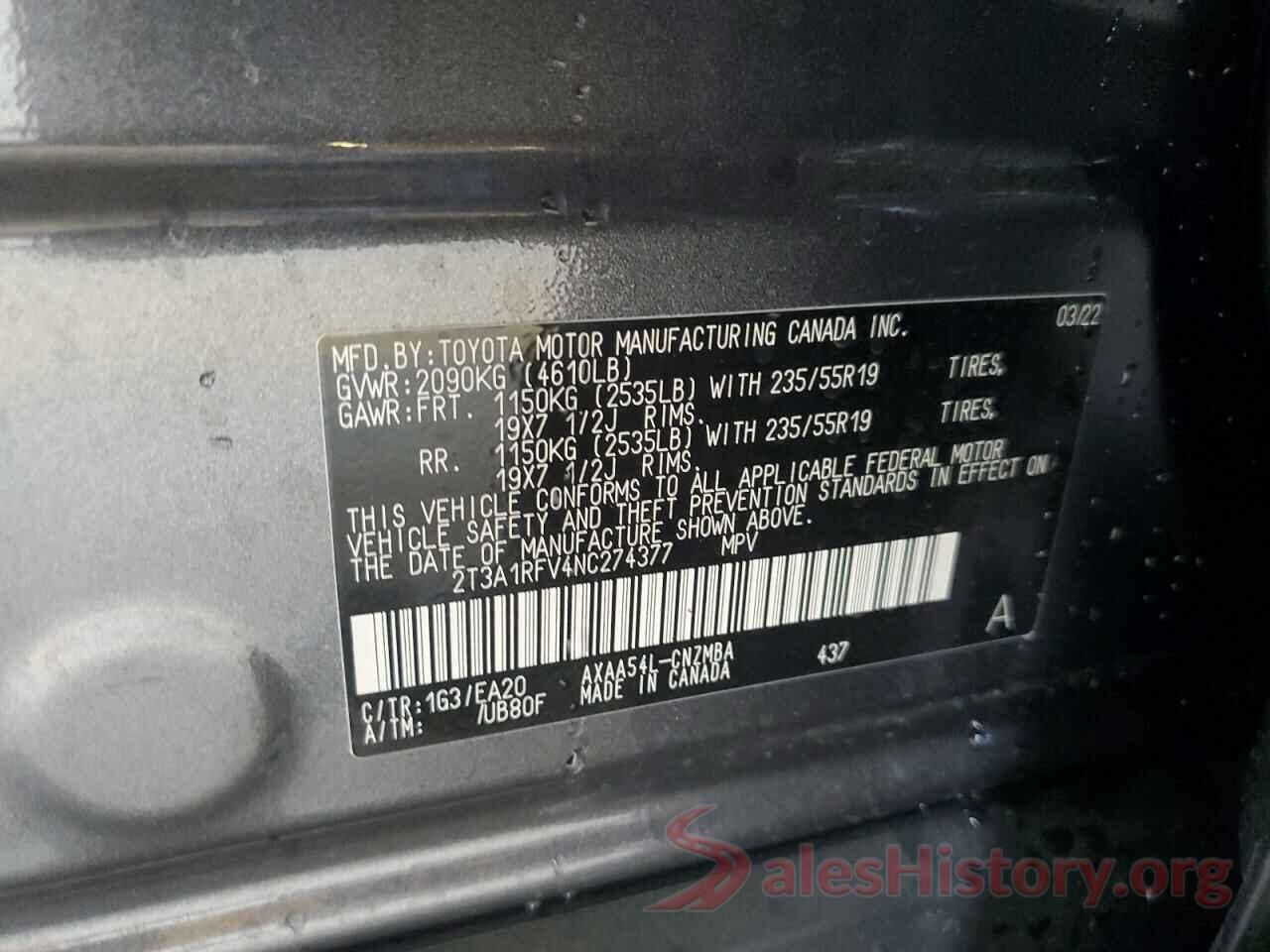 2T3A1RFV4NC274377 2022 TOYOTA RAV4