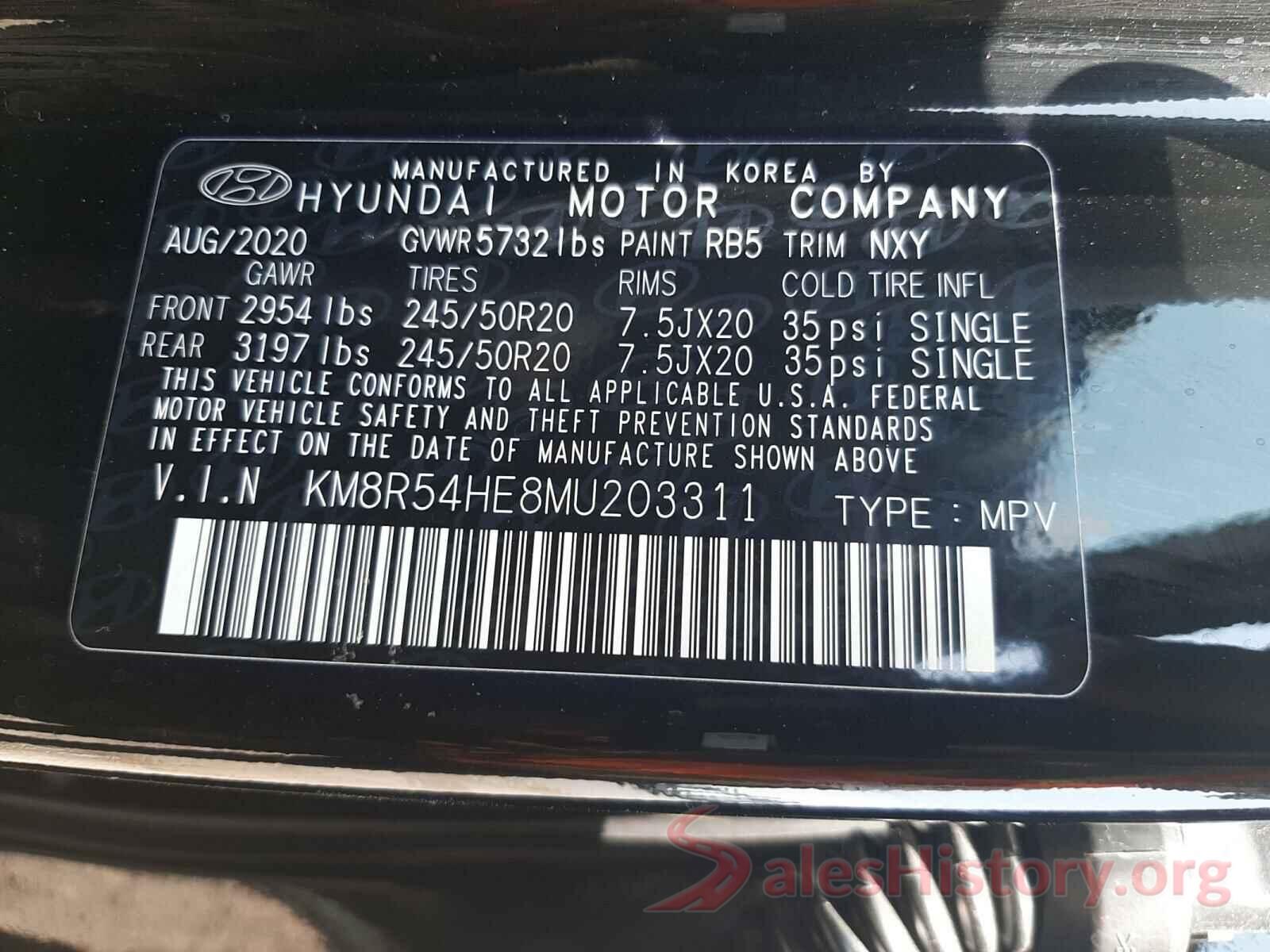 KM8R54HE8MU203311 2021 HYUNDAI PALISADE