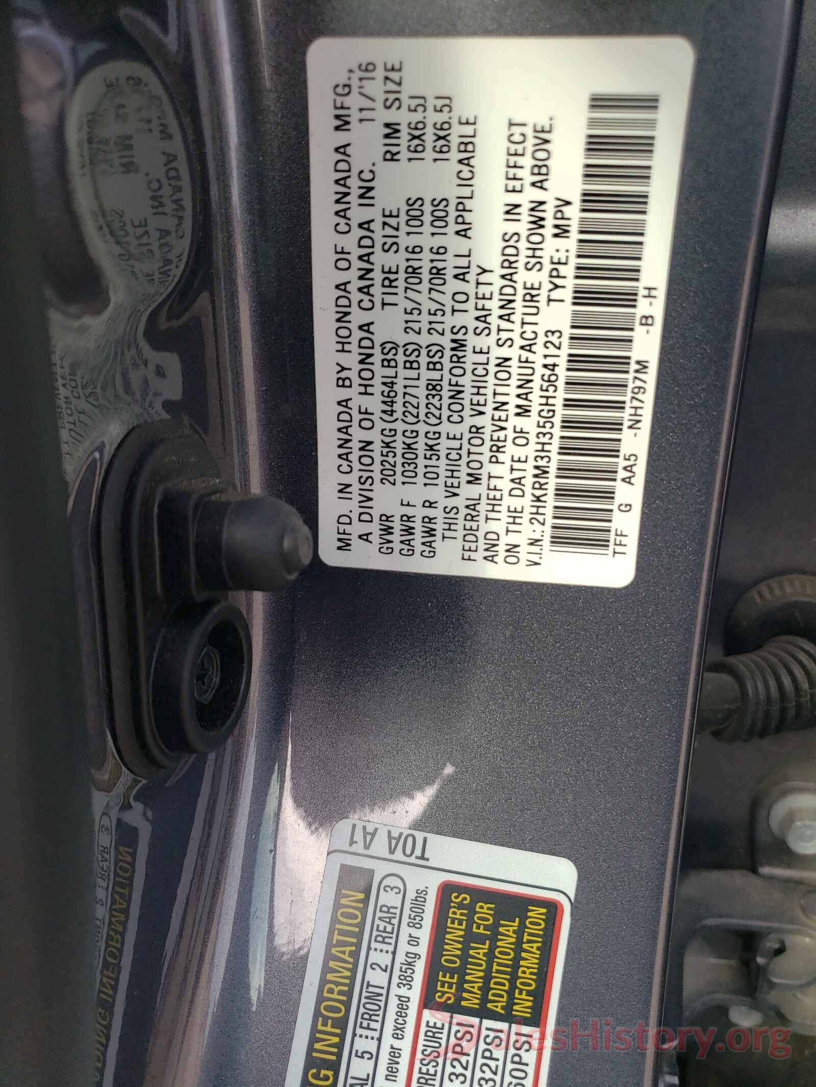 2HKRM3H35GH564123 2016 HONDA CRV