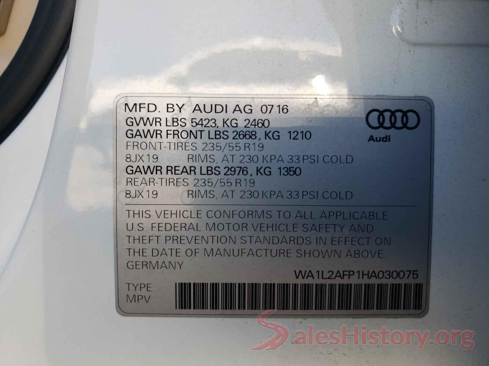 WA1L2AFP1HA030075 2017 AUDI Q5