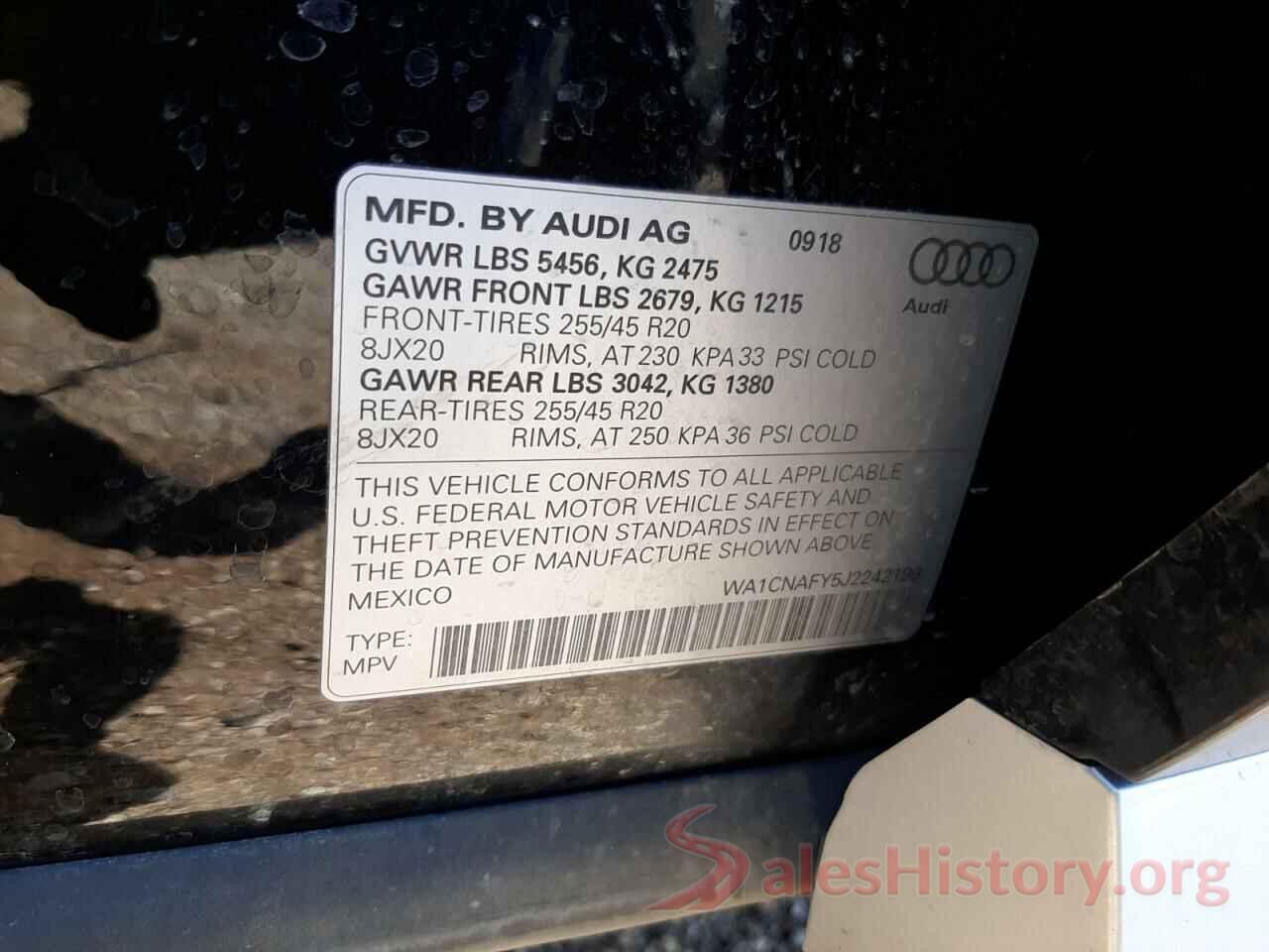 WA1CNAFY5J2242199 2018 AUDI Q5