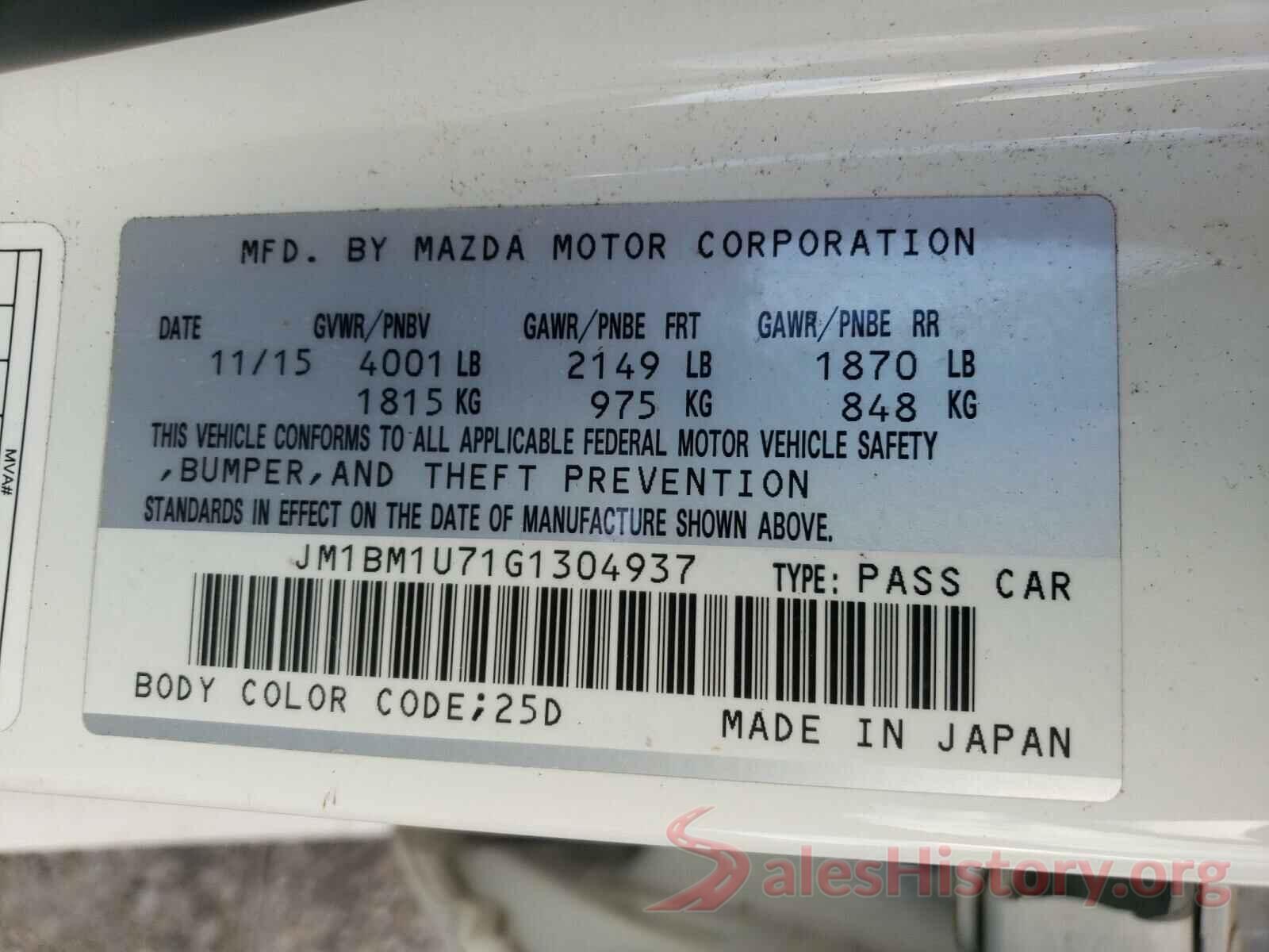 JM1BM1U71G1304937 2016 MAZDA 3