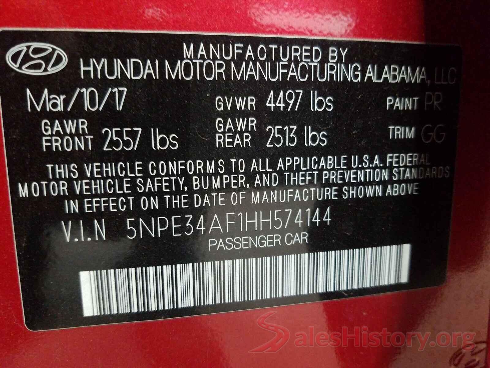 5NPE34AF1HH574144 2017 HYUNDAI SONATA