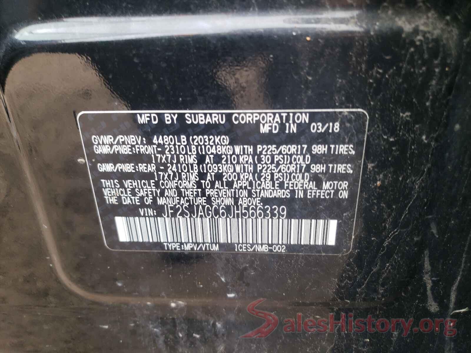 JF2SJAGC6JH566339 2018 SUBARU FORESTER