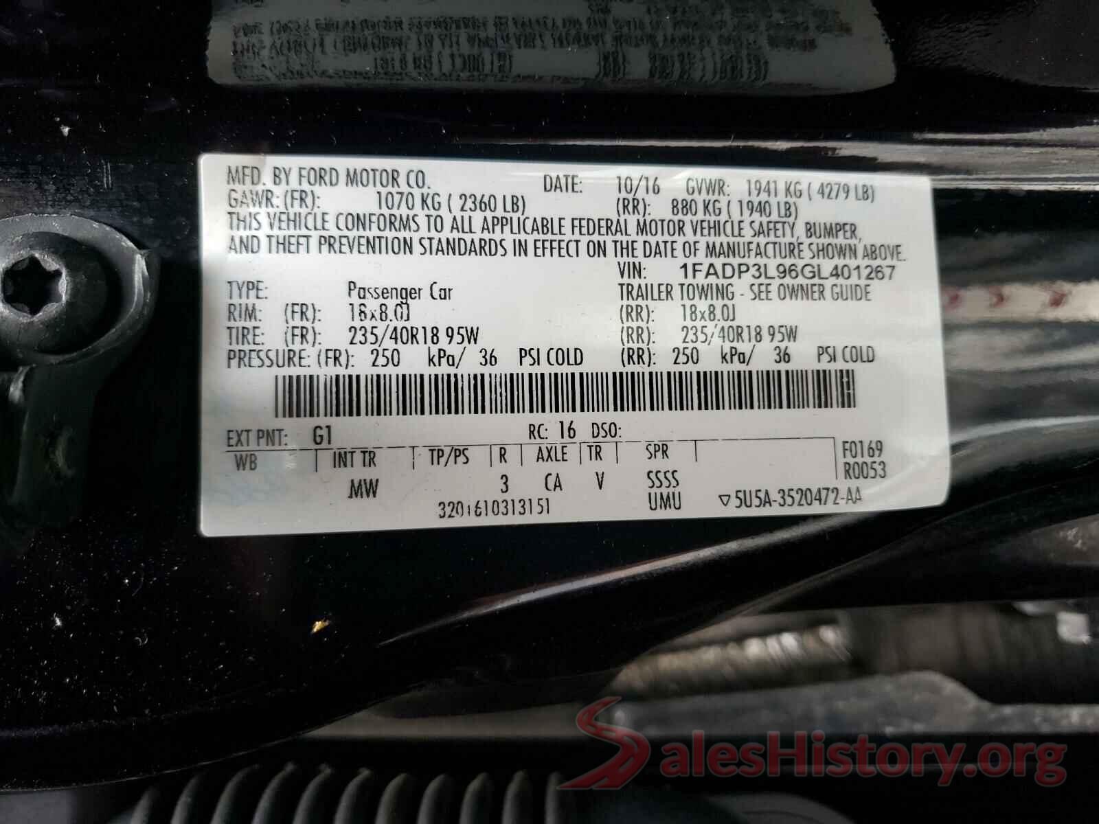 1FADP3L96GL401267 2016 FORD FOCUS