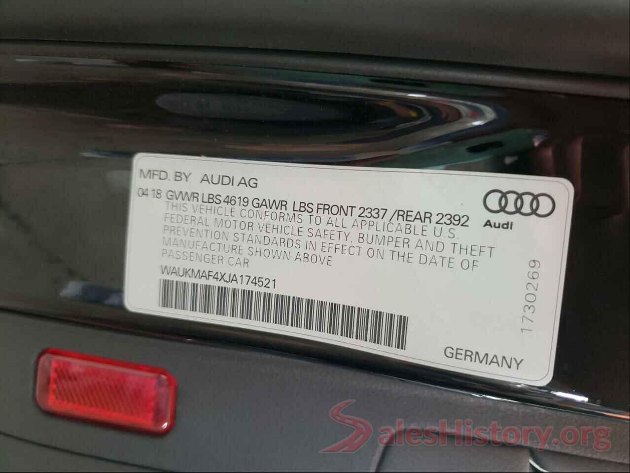 WAUKMAF4XJA174521 2018 AUDI A4