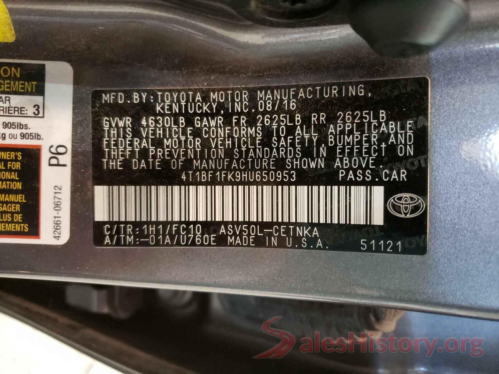 4T1BF1FK9HU650953 2017 TOYOTA CAMRY