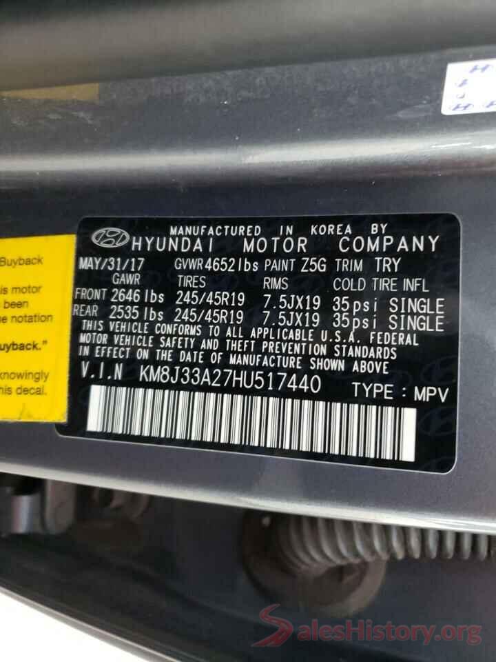 KM8J33A27HU517440 2017 HYUNDAI TUCSON