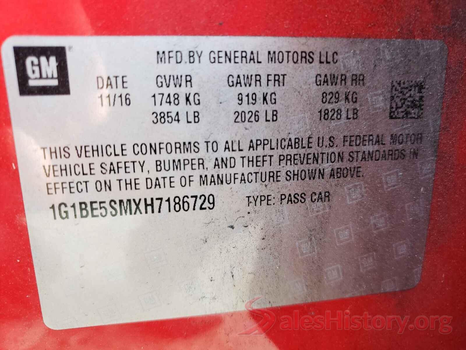 1G1BE5SMXH7186729 2017 CHEVROLET CRUZE