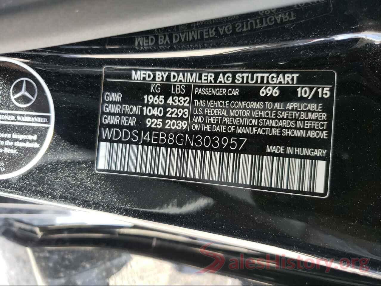 WDDSJ4EB8GN303957 2016 MERCEDES-BENZ CLA-CLASS