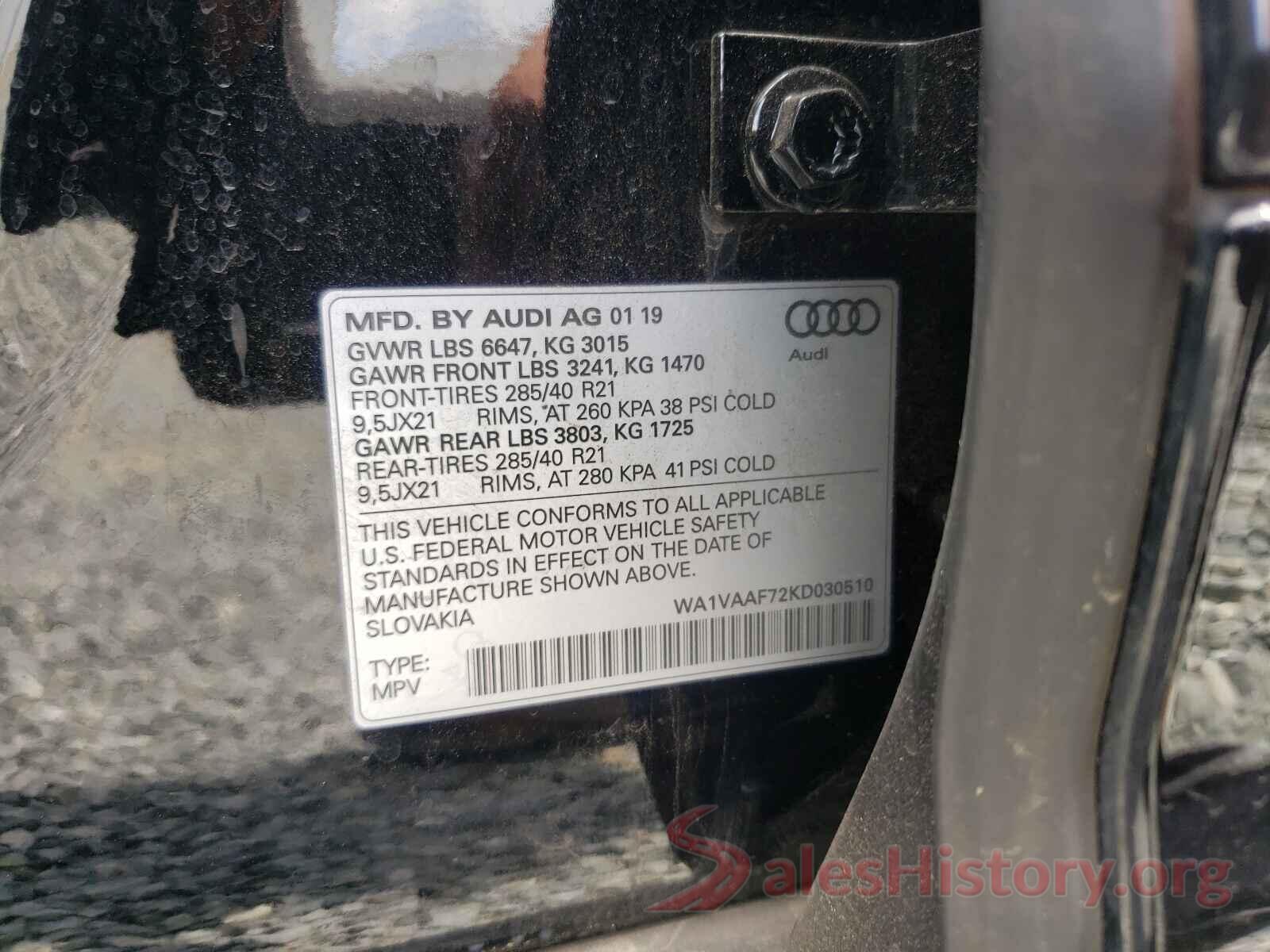 WA1VAAF72KD030510 2019 AUDI Q7