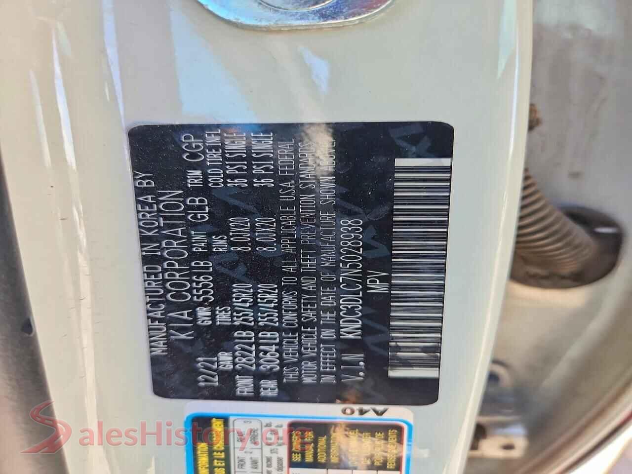 2022 KIA ALL OTHER VIN KNDC3DLC7N5028938, damage close-up