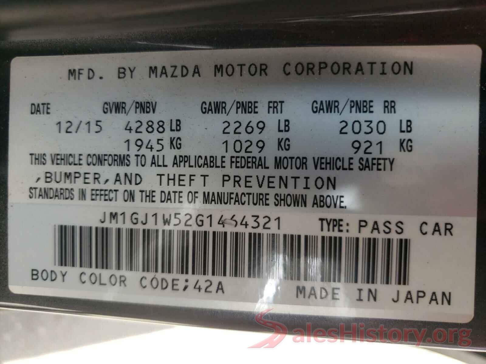 JM1GJ1W52G1464321 2016 MAZDA 6