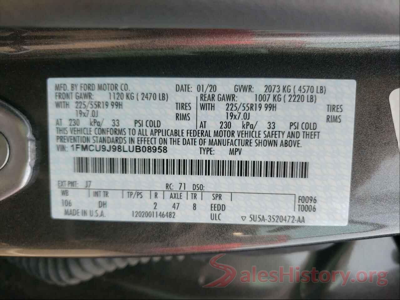 1FMCU9J98LUB08958 2020 FORD ESCAPE