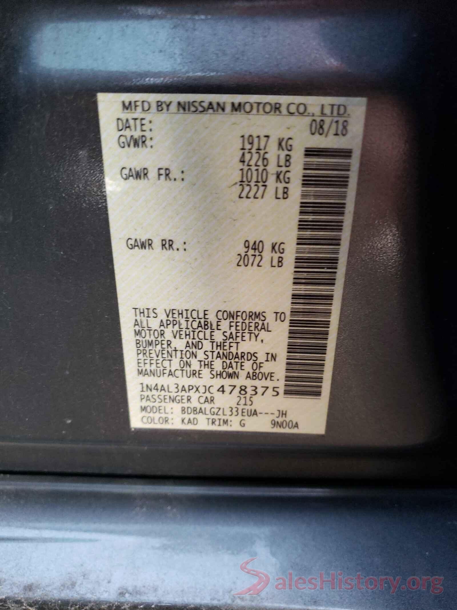 1N4AL3APXJC478375 2018 NISSAN ALTIMA