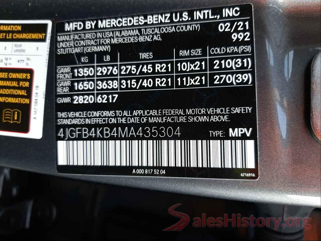 4JGFB4KB4MA435304 2021 MERCEDES-BENZ GLE-CLASS