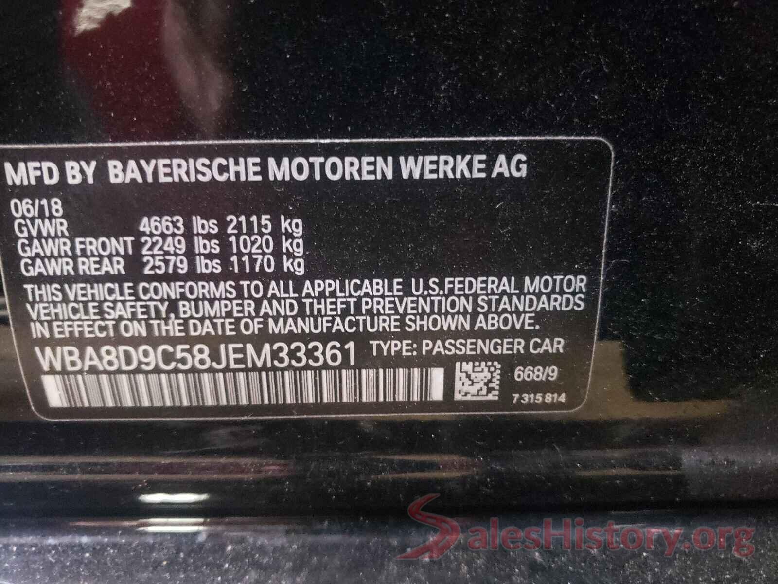 WBA8D9C58JEM33361 2018 BMW 3 SERIES