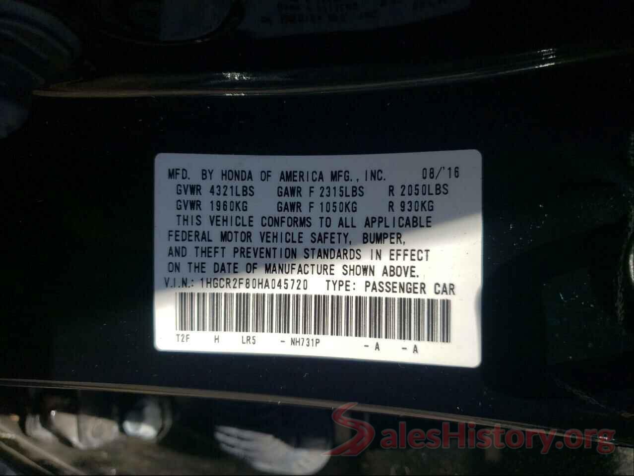 1HGCR2F80HA045720 2017 HONDA ACCORD