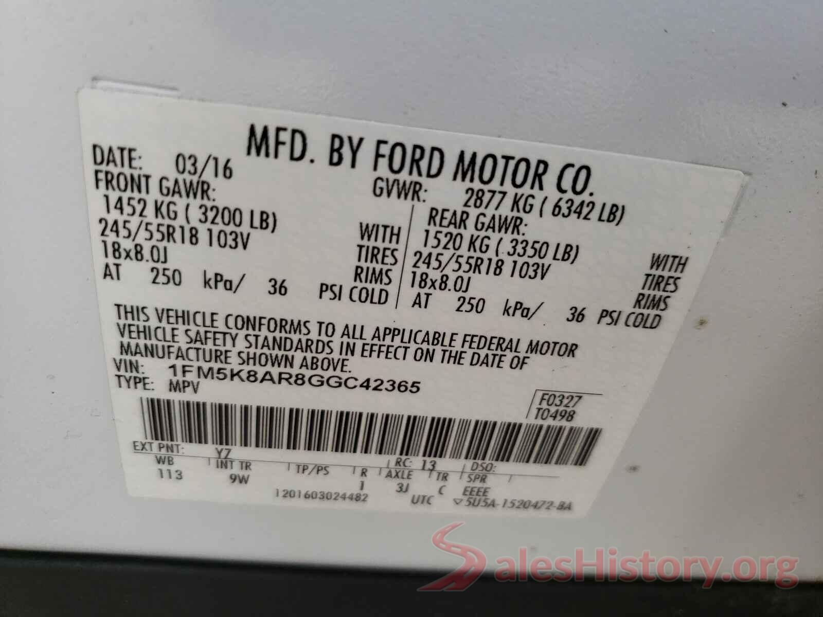 1FM5K8AR8GGC42365 2016 FORD EXPLORER