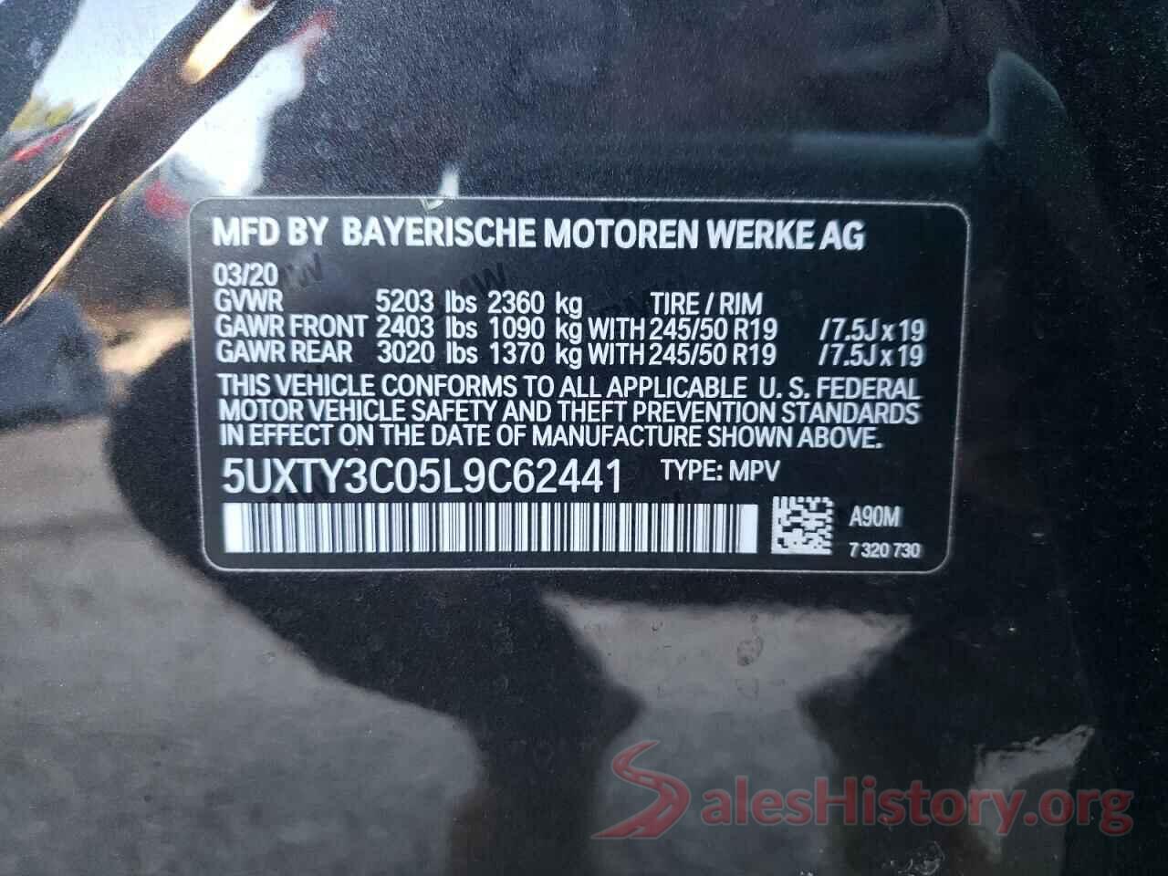 5UXTY3C05L9C62441 2020 BMW X3