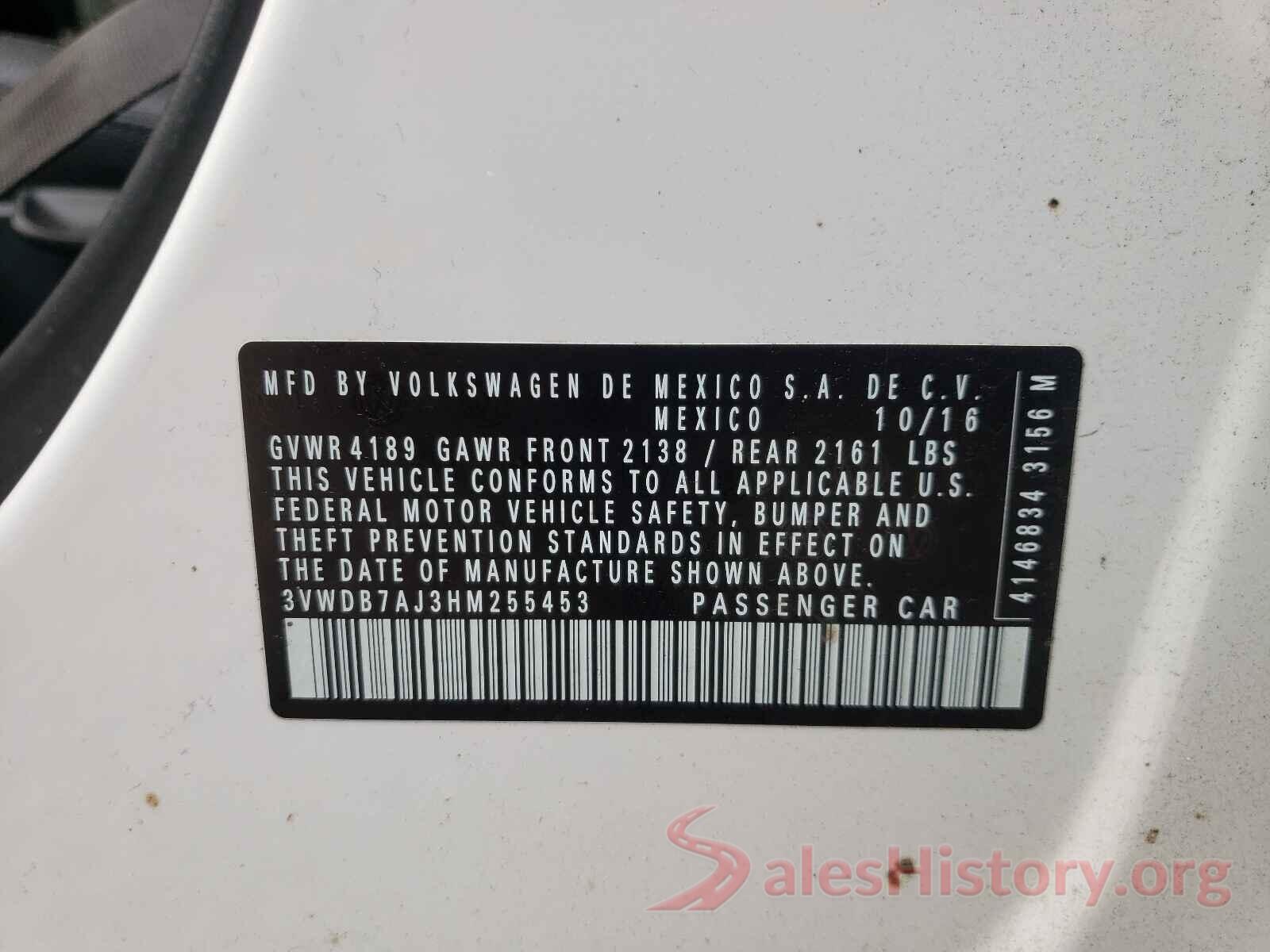 3VWDB7AJ3HM255453 2017 VOLKSWAGEN JETTA